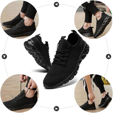 Чоловічі кросівки для ходьби та бігу: дихаючі, легкі, спортивні, для залу та вулиці, фітнес, теніс, розмір 47 EU, чорний колір, модель 8058