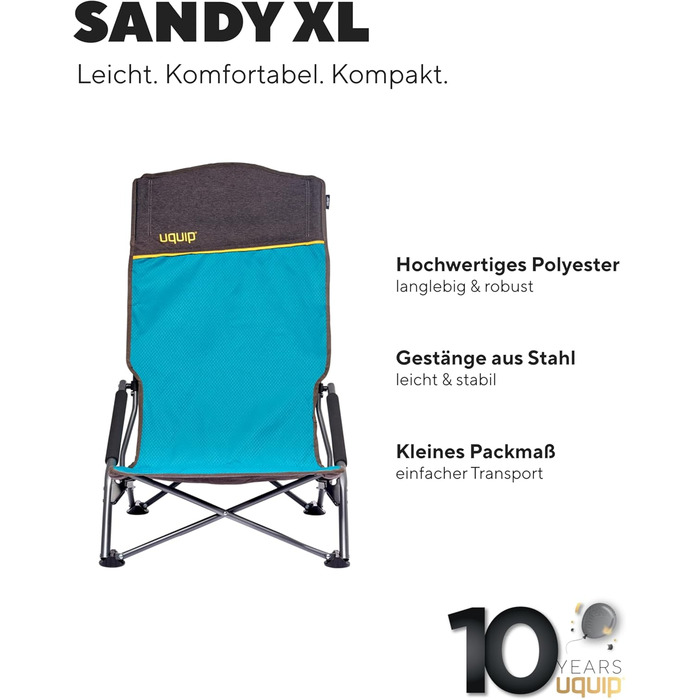 Складний туристичний стілець Uquip Sandy, Petrol, X-Large (120 кг)