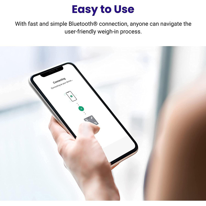 Etekcity Bluetooth вага-аналізатор жиру, цифрова вага для тіла з розумним додатком, вимірює вагу, жир, ІМТ, м’язову масу, воду, білок, до 180 кг, батарейки, чорна