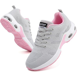 Жіночі кросівки для бігу та ходьби: спортивні, дихаючі, з ортопедичною підтримкою, підошва з повітряною подушкою, для залу та вулиці, сірі та рожеві, розмір 38 EU