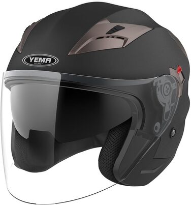 Мотоциклетний шолом YEMA YM-627 чорний матовий з подвійним візором і сонцезахисним козирком, ECE, для жінок та чоловіків