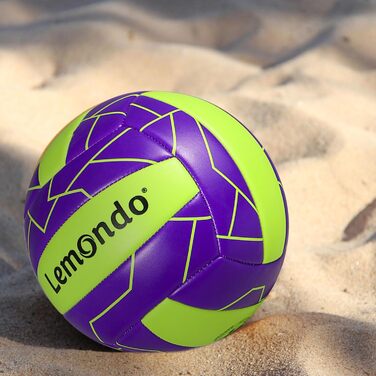 Волейбольний м'яч Lemondo Soft PU розмір 5 з помпою – вологостійкий, для пляжу, тренувань, залу та вулиці – комфортне зчеплення (з помпою)