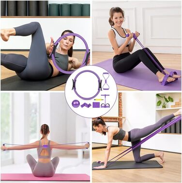 Набір для пілатесу AOOSA: кільце Magic Circle 38 см, 6 шт. для йоги, фітнесу та реабілітації