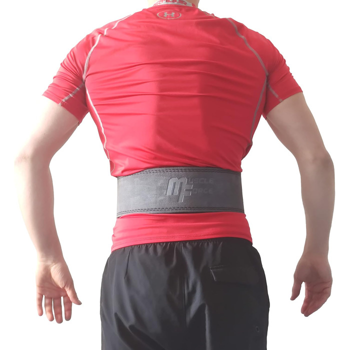 Шкіряний пауерліфтинг пояс MuscleForge зі сталевою пряжкою, для бодібілдингу та силових тренувань, розмір M (75-95 см)