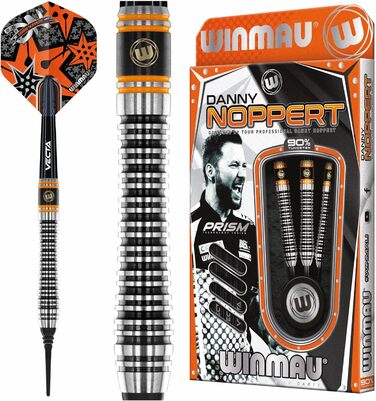 Професійний набір дартсів WINMAU Danny Noppert Signature Edition 2.0, вольфрамові дротики 18 г з оперенням та стрижнями