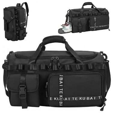 Спортивна сумка для подорожей 65Л для жінок та чоловіків, містка дорожня сумка з відділенням для взуття та вологих речей, сумка для залу та плавання (Чорна)