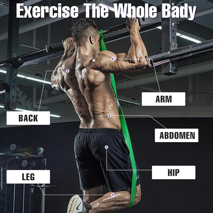 Фітнес гумки WuGU: набір з 4 рівнів опору для силових тренувань, йоги, пілатесу (жовтий, оранжевий, зелений, синій)