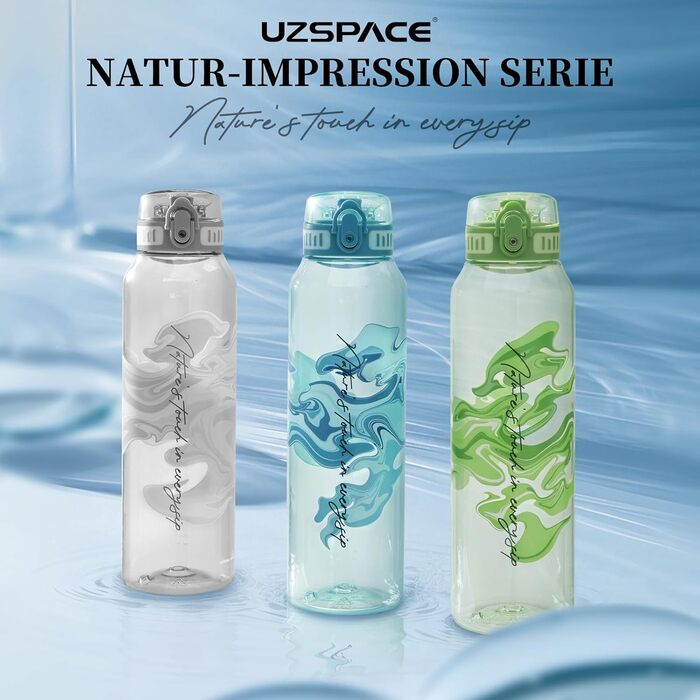 Дитяча пляшка для води UZSPACE 600мл, спортивна, без витоку, з однією рукою, для газованої води, придатна для миття в посудомийній машині, для школи та активного відпочинку, білий колір