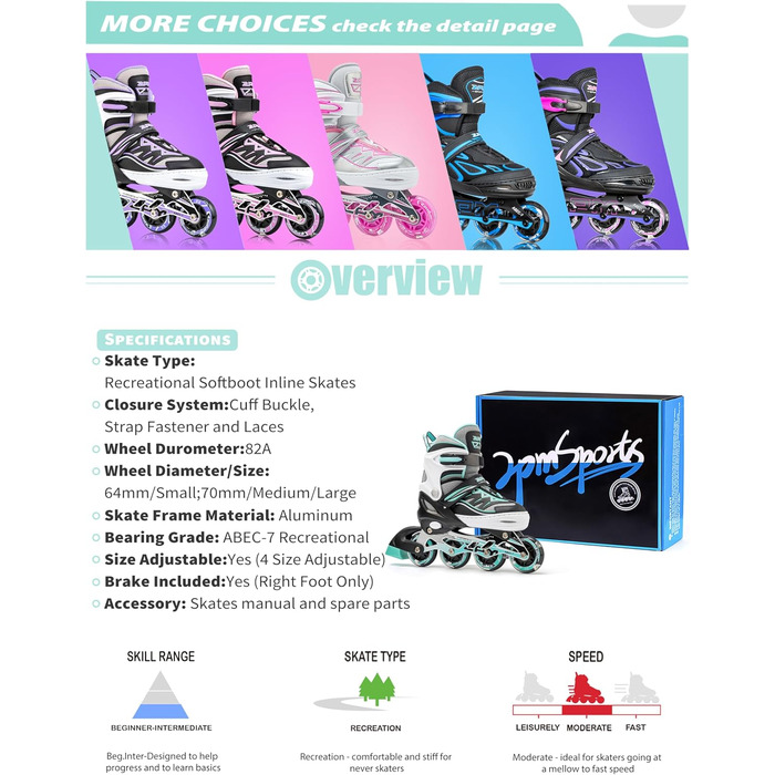 Інлайнери дитячі 2PM SPORTS Cytia Rosa з регульованим розміром та світлодіодними колесами, рожеві. Для дівчаток та хлопчиків, розмір EU 32-35.