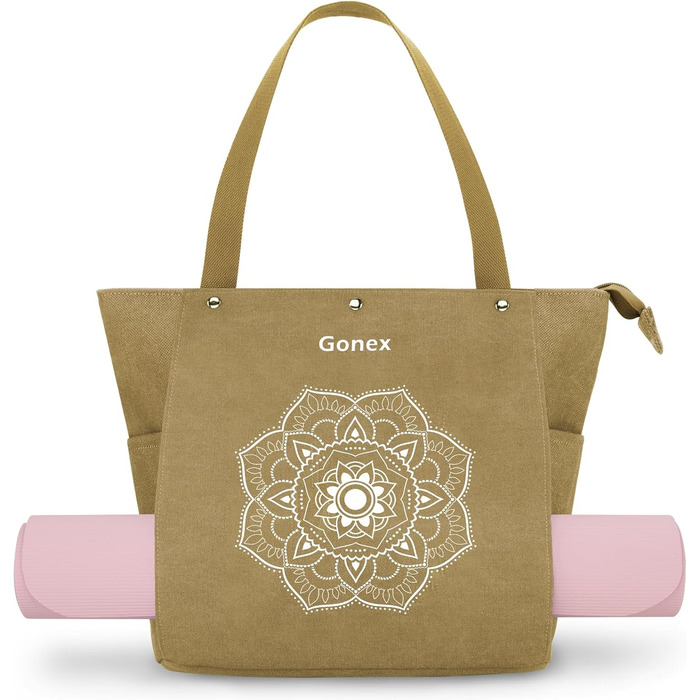 Сумка для йога-мату Gonex, велика (L) Canvas, водонепроникна, для пілатесу, подорожей, тренувань - Хакі