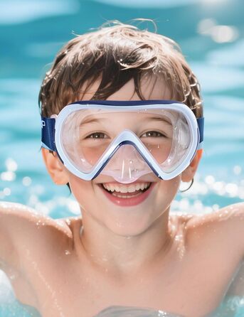 Дитяча маска для снорклінгу та дайвінгу Supertrip, 6-14 років, скло, для хлопчиків та дівчаток (SeaBlue)