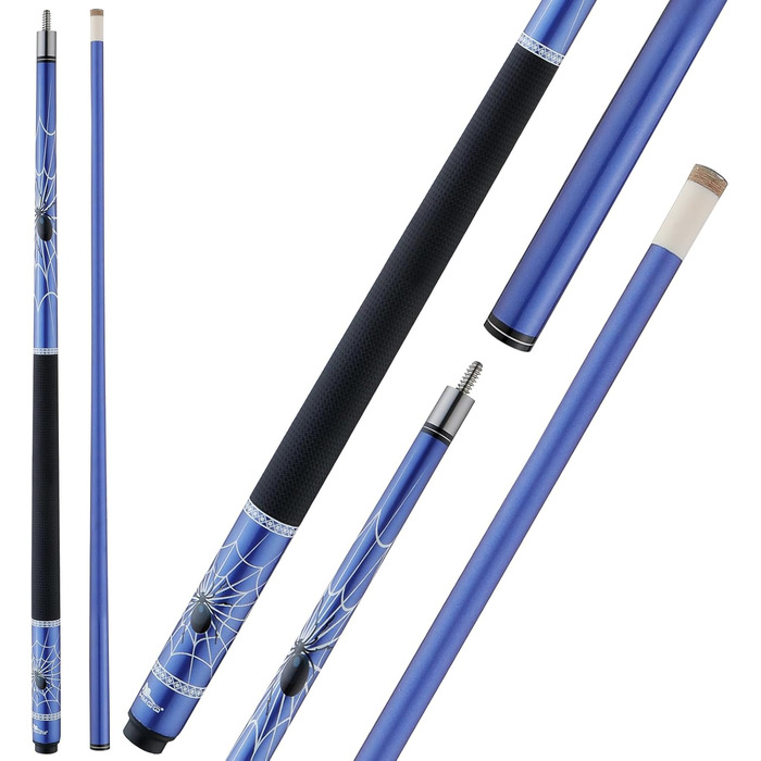 Більярдний кий HMQQ 58'' 2-частинний, скловолокно та графіт, синій, 595 г, 19-21 унція