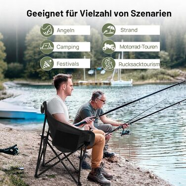 Крісло для кемпінгу Hausprofi складне, 150 кг, чорне. Зручне, з сумкою для перенесення, для пікніків, відпочинку на природі та риболовлі