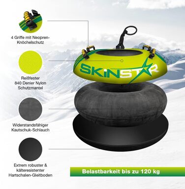 Надувні сани-коло SkinStar Snow Tube 100 см із ручками, зелений