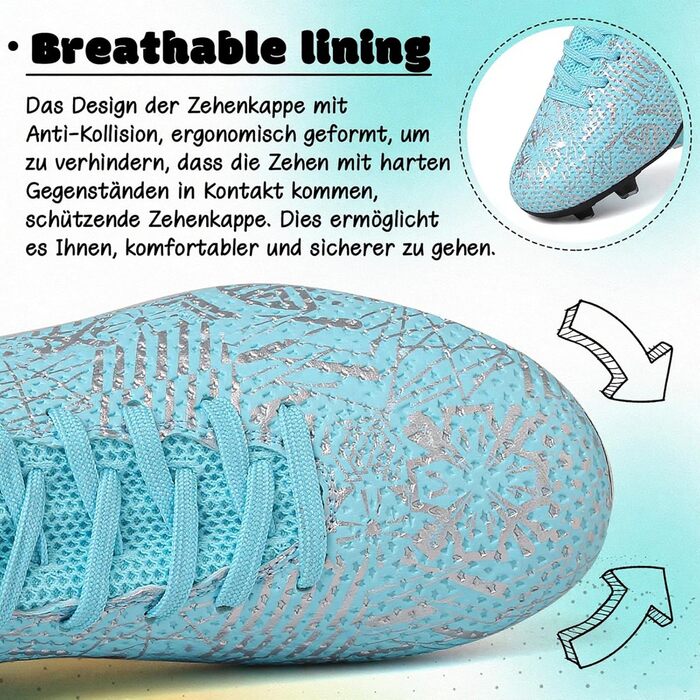 Дитячі футбольні бутси для хлопчиків та дівчаток AG, біло-блакитні (36 EU, блакитний, зелений)