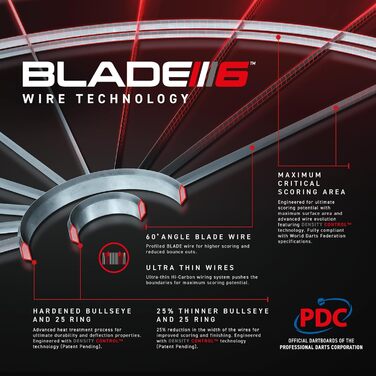 Дартборд WINMAU Blade 6 Triple Core Carbon, професійна класична мішень із сизалю
