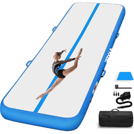 Гімнастичний надувний мат Air Matte Track 3M/4M/5M/6M, килимок для акробатики та гімнастики 10/20см заввишки з повним аксесуаром, надувний килимок для дому та вулиці, йога, світло-блакитний, Air Mat 300*100*10см