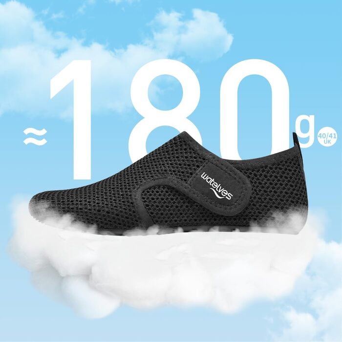 Шкарпетки для плавання та водних видів спорту WateLves: дихаючі, швидковисихаючі, унісекс (36/37 EU, сітка, чорний)