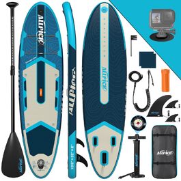 Надувний SUP-борд ALLPICK Premium з аксесуарами, тримачем для камери, регульованим веслом, для початківців та досвідчених, 200 кг, колір: Глибокий синій