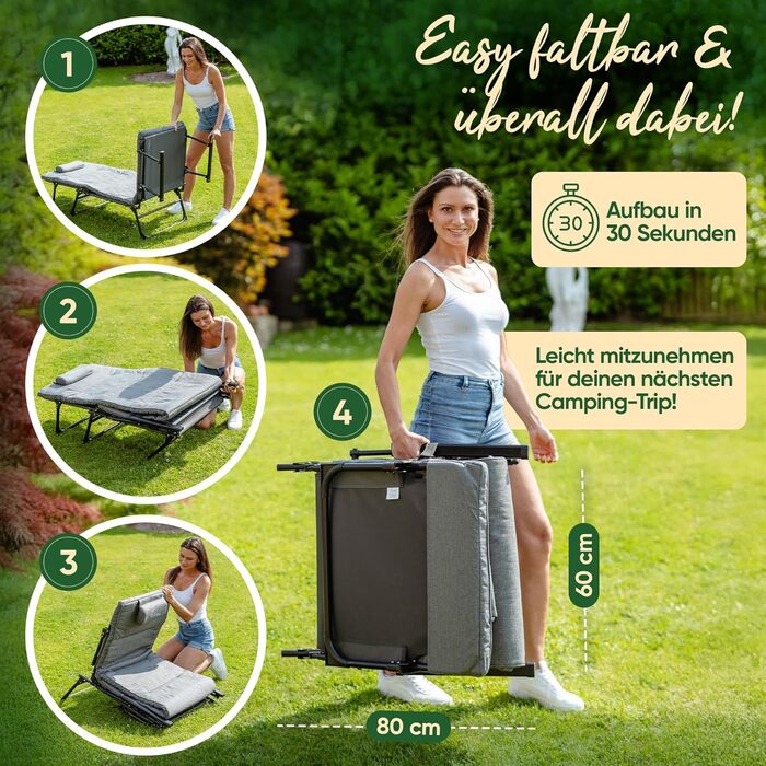 Розкладне шезлонг для відпочинку на сонце: стілець, шезлонг, для саду та кемпінгу, до 200 кг, вологостійкий