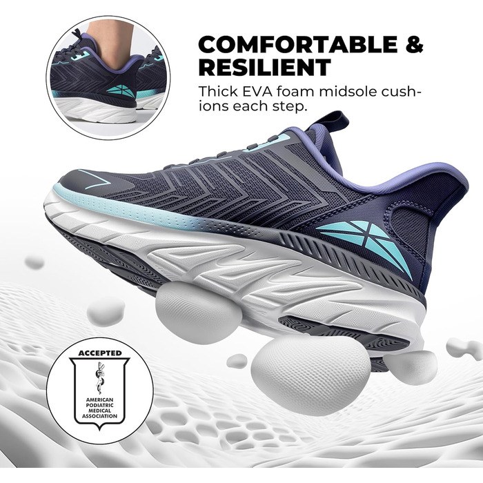 Жіночі спортивні сліпони ALLSWIFIT: зручні, дихаючі, з антиковзаючою підошвою для бігу, тенісу, фітнесу та крос-тренінгу. Білі (41.5 EU, Синій)