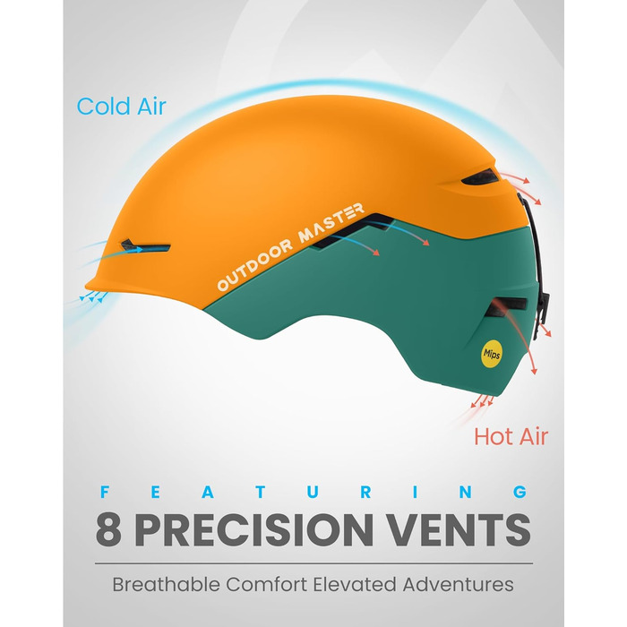 Шолом OutdoorMaster ELK MIPS з маскою для гірськолижного спорту - комплект для чоловіків, жінок та молоді, помаранчевий