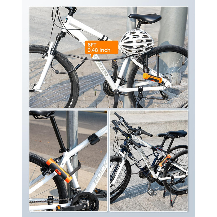 Замок для велосипеда Sportneer Bügelschloss 20 мм: висока безпека, сталевий трос 1.8 м, монтажний кріплення