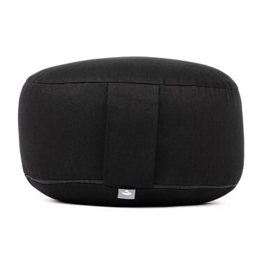 Подушка для медитації Bodhi Rondo ECO: Йога-подушка з органічною житньою лузгою, бавовняний чохол, висота 20 см (Чорний)
