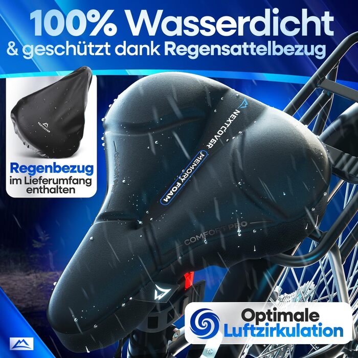 Накидка на сидіння велосипедного крісла Nextcover® CoverPro з Memory Foam 4.0 - ергономічна гелева накладка на велосипедне сидіння, м'яка накидка, підходить для дамських та чоловічих велосипедів Trekking