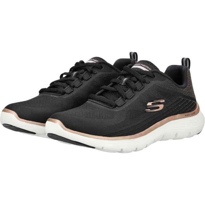 Жіночі кросівки Skechers Flex Appeal 5.0 — Спортивне взуття з дихаючої сітки, чорні з рожевою обробкою (розмір 39.5 EU)