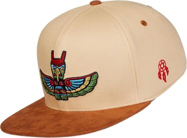 Кепка-снэпбек Cadency унісекс з прямим козирком, регульований розмір, бежевий колір з принтом Totem