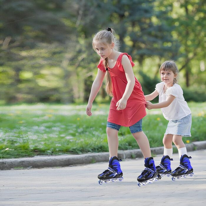 Дитячі ролики, ролики для хлопчиків та дівчаток, регульовані ролики для дітей 3-9 років, світлові ефекти для початківців (блакитні, S(27-32))