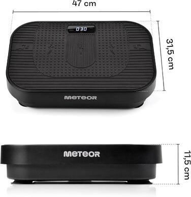 Віброплатформа Meteor для фітнесу вдома: 120 рівнів інтенсивності, 5 програм, 3 зони тренувань, пульт, гумові стрічки, до 160 кг