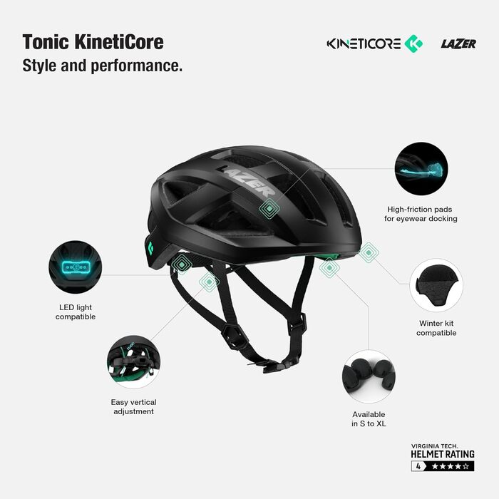 Велосипедний шолом LAZER Tonic KinetiCore для шосе та гравію, зелений