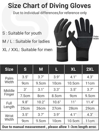 Рукавички з неопрену Sushall для чоловіків, 3 шт. - водолазні рукавички для дайвінгу, серфінгу, снорклінгу (L, чорний)