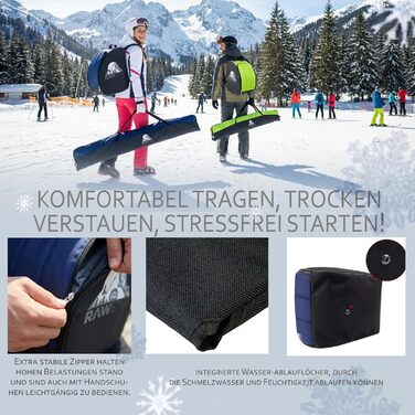 Чохол для лиж Rawstyle Skitasche Set: водовідштовхуючий, 160/180/190 см, для зимових видів спорту, чорно-рожевий комплект