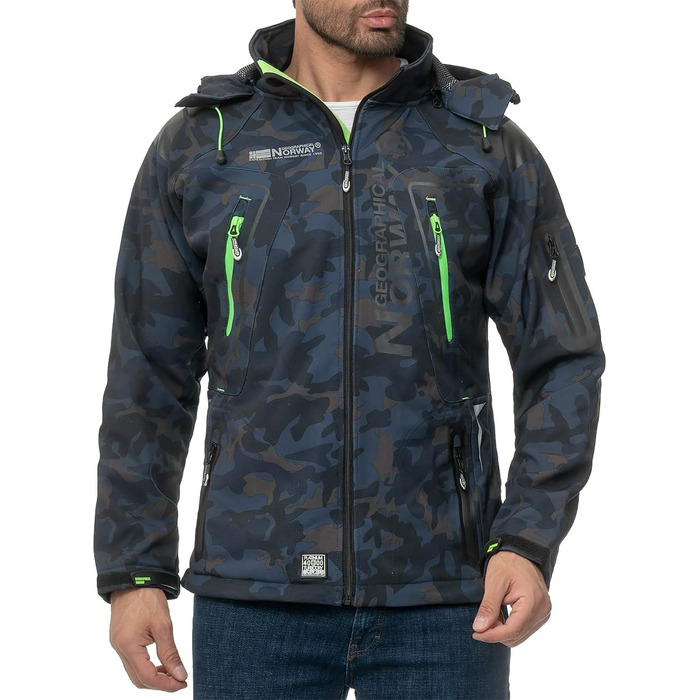 Чоловіча куртка Geographica Norway Softshell, функціональна, для активного відпочинку та туризму, дихаюча, колір: темно-синій/камуфляжний, артикул: 03