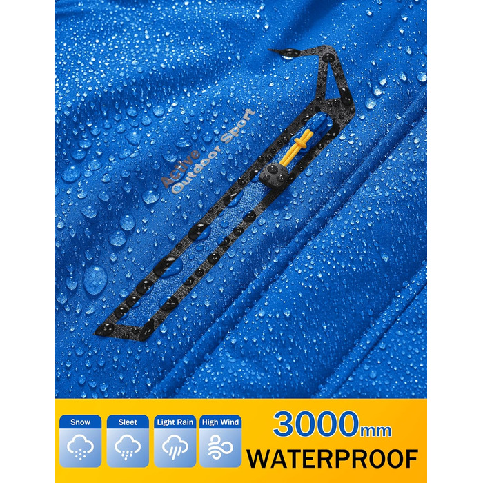 MAGCOMSEN Куртка зимова чоловіча тепла з підкладкою, водонепроникна, для катання на сноуборді, для активного відпочинку, робоча куртка з капюшоном, блакитна L