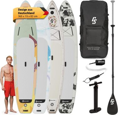 Надувна SUP-дошка Capital Sports Eco Shore All Rounder 365 з веслом і насосом для дорослих і дітей, комплект для падлбордингу з сумкою для транспортування