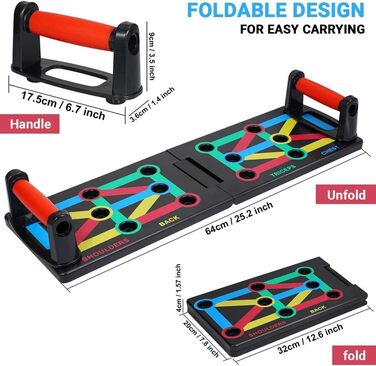Дошка для віджимань 12-в-1, складана, для тренування верхньої частини тіла, плечей, грудей, спини та трицепсів