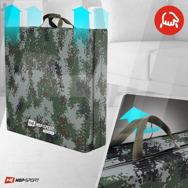 Складаний гімнастичний мат Hop-Sport 180x60x5 см, товщина 5 см, для фітнесу та дому з ручками, підлога, спортивний мат для тренувань