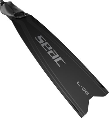 Ласти SEAC L-30 для фрідайвінгу та підводного полювання: довгі ласти з реактивним полімерним лопаттю, м'яким гомілковим карманом без бічних пластин, кут 30° – ідеальні для дайвінгу з аквалангом. Чорний колір, розмір 39/40.