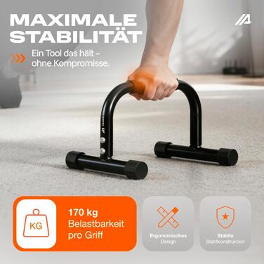 Паралелетки Parex сталеві, для захисту суглобів, з неслизьким покриттям, обладнання для калістеніки, бруси для віджимань, ідеально для стійки на руках та віджимань (Чорний, Small)