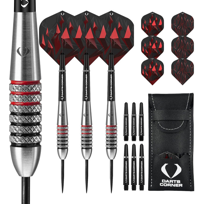 Набір дартсів Darts Corner Astrofire, корпус 90% вольфрам, сталеві наконечники, 6 флайтів, 6 шафтів, картка та кейс