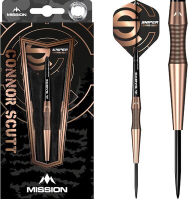 Дротики Mission Connor Scutt V2, сталевий наконечник, бронзове PVD, Sniper, 90% вольфрам, різні ваги
