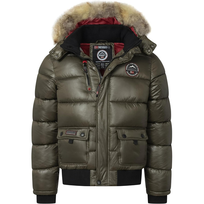 Чоловіча куртка Geographica Norway Steppjacke - тепла зимова куртка-анорак для активного відпочинку, катання на лижах та сноуборді, з шапочкою UD (3XL, Bugs Kaki)