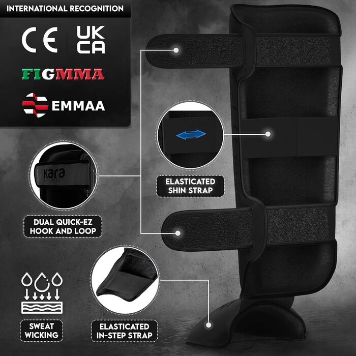 Захист гомілки RDX для кікбоксингу, муай тай, MMA, карате, XL, чорний, штучна шкіра Maya Hide