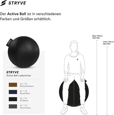 Стілець-м'яч STRYVE для офісу 65,70см - ергономічний фітнес-м'яч знімний чохол та захист від скочування, з повітряним насосом. Максимальне навантаження 150 кг. Використовується як офісний стілець або пуф.