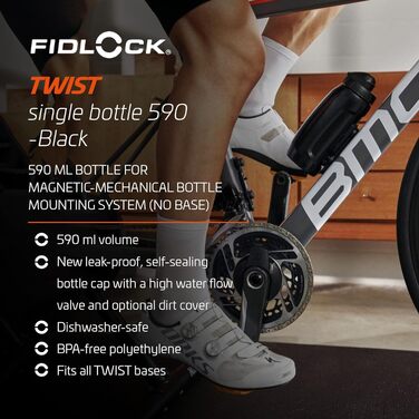 Пляшка для води Fidlock з магнітним конектором Twist, чорна, 590 мл