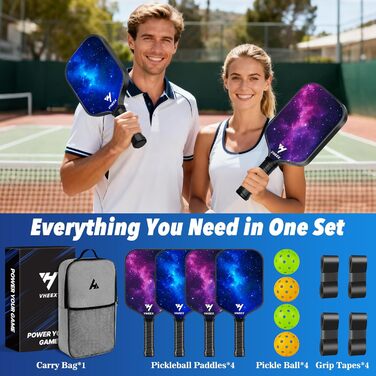 Набір для піклболу: 4 преміум дерев'яні кульки та сумка. Шляпи для піклболу, подарунок для початківців та професіоналів, обладнання для тренувань. Підходить для жінок, чоловіків, сімей. (Зоряне небо, 4 шт.)